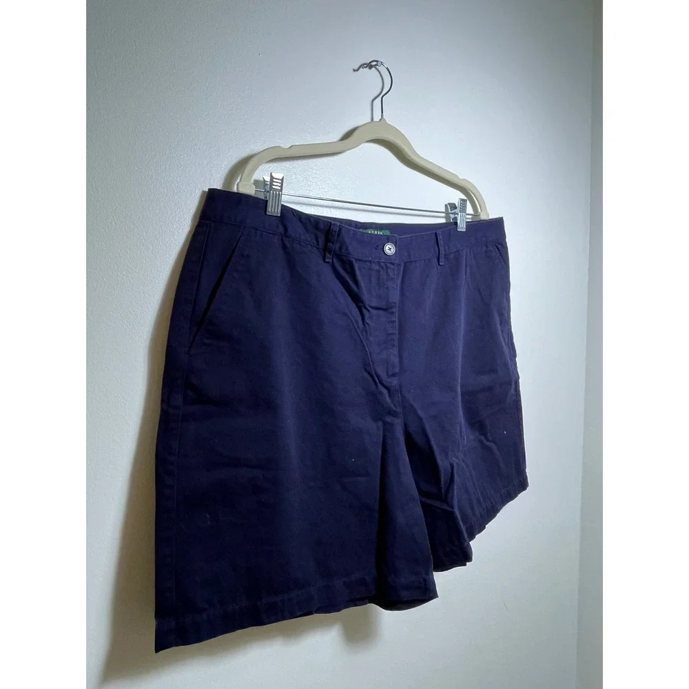 Lauren Ralph Lauren Navy Blue Chino Shorts Womens Plus Size Cotton Twill